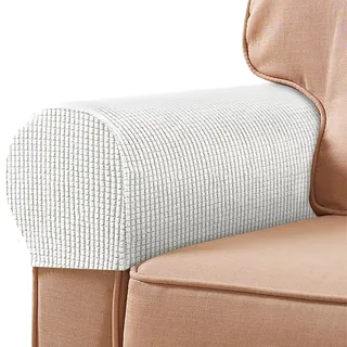 ASYBFLI Couch-Armbezüge for Stühle, Polyester-Bürostuhl-Armlehnenbezüge for Sofa, Stretch-Sesselbezug, Anti-Flecken-Sessel-Schonbezug, waschbare Stuhl-Armbezüge-Protektoren,(White)