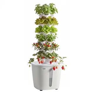 VEVOR Hydroponik-Turm, 30 Pods, Hydrotower 6 Ebenen, Hydroponik-Anbausystem-Set mit App-Steuerung, 20-L-Wassertank & Pumpe, Hydroponic Tower, Hydrokultur für Kräuter, Obst & Gemüse