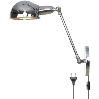 Retro Vintage Wandleuchte mit Schalter und Stecker, Nachttisch Wandlampe mit Kabel Wand-Leselampen Schwenkbar Verstellbar Arm Innen Beleuchtung industrial Wandbeleuchtung Schlafzimmerlampe Chrom