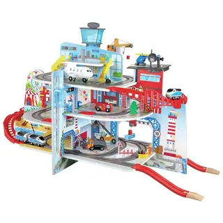 HaPe Mega City Eisenbahn Set mit fünf Stockwerken und jeder Menge Zubehör