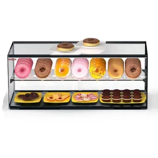 MBH - MAQUINARIA BAR HOSTELERIA MBH - Neutrale Doppelvitrine SLIM 92 cm, 2 Ebenen, für Gastronomie. Neutrales Glasdisplay für Gebäck und Süßwaren.