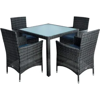 Estexo Polyrattan Sitzgruppe Gartenmöbel Set Rattan Gartenset Essgruppe Anthrazit Grau