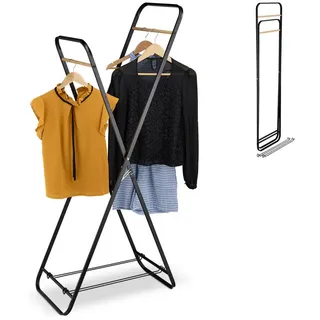 Relaxdays Kleiderständer, Schwarz, Metall, 67x152x44 cm, Garderobe, Garderobenständer