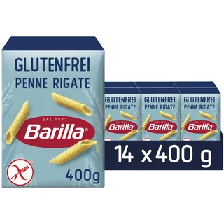 Barilla Pasta Nudeln Glutenfreie Penne Rigate aus köstlichem Mais und Reis – perfekt für Menschen mit Zöliakie oder Glutenunverträglichkeit, (14 x 400 g)
