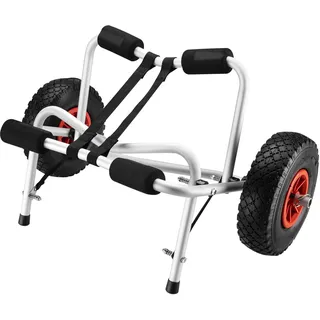 Wiltec Faltbarer Alu Kanuwagen bis 68 kg, Transportwagen für Boote, Kanus und Kajaks, Surfwagen mit Polstern und Gurtbändern, SUP-Wagen mit Luftreifen, Stabiler SUP-Trolley