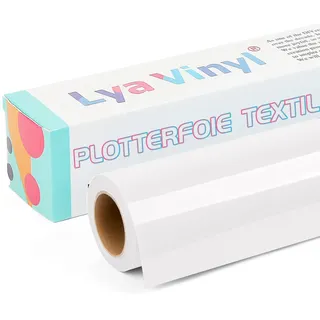 Lya Vinyl Weiß Plotterfolie Textil, 30.5cm × 305cm Flexfolie Plotter Textil für Cricut und Silhouette Cameo, Textilfolie Plotter für DIY Stoff und Shirt