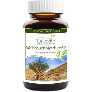 Cellavita – Weihrauch (Boswellia Sacra) & Myrrhe (Commiphora Myrrha) Vita traditionelles Nahrungsergänzungsmittel – Monatspackung 120g im Glas – Hochwertiges pflanzliches Naturprodukt ohne Zusätze