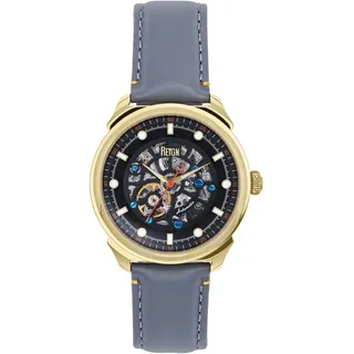 Reign Weston Automatisch Skeletonized Rindsleder-Band Uhr - Gold/Grau