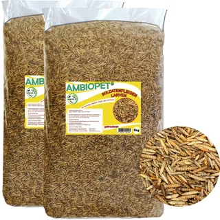 ZooMenu 10kg (5+5) Hermetia - Schwarze Soldatenfliegenlarven getrocknetes Naturfutter für Vögel, Reptilien und Teichfische