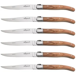 JEAN DUBOST Set mit 6 Laguiole-Messern aus Olivenholz -