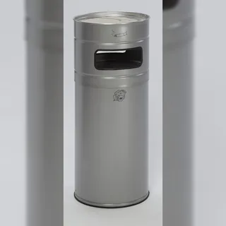 Proregal Robuster Kombiascher mit 2-Fach-Einwurf | 104 Liter, HxBxT 99x43,5x43,5cm | Verzinkter Stahl Silber