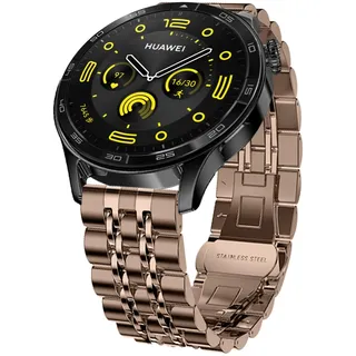 Hinnwer 22mm Armband Kompatibel mit Huawei Watch GT 6 46mm/Watch GT 6 Pro 46mm/5/GT5 Pro/GT5/GT4 46mm, Edelstahl Metall Ersatzarmbänder für Huawei Watch Ultimate 2 Roségold
