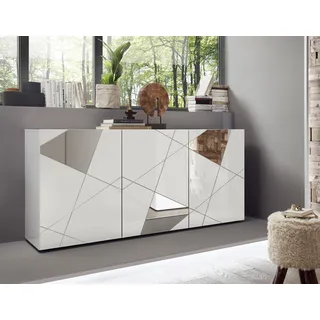 INOSIGN Sideboard »Vittoria«, Breite 181 cm, Front mit Siebdruck und Spiegel weiß