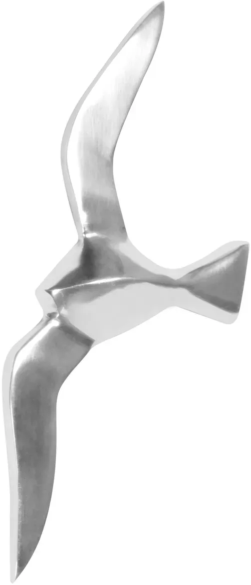 FineBuy Deko Möwe Metall Alu poliert Vogel Silber Design Tier Maritim Wohnzimmer modern