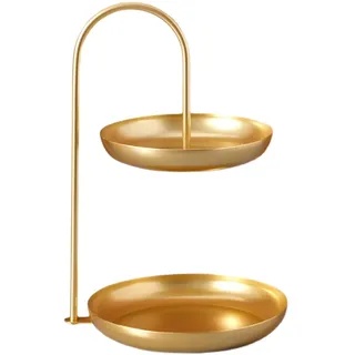 2-stöckiges Obsttablett, Doppelstöckige Platte, Schön Wasserdicht für Partys (Gold)