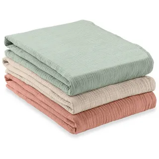 hauck Mullwindeln / Mulltücher / Spucktücher Cuddle N Clean - 3er Set 80 x 80 cm - Sage Beige Cork)