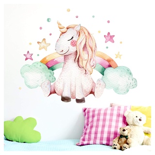 Little Deco Wandtattoo Mädchen Einhorn & Regenbogen I (BxH) 50 x 40 cm I Kinderzimmer Wandaufkleber Wandsticker Babyzimmer Aufkleber Sticker Stickers DL138