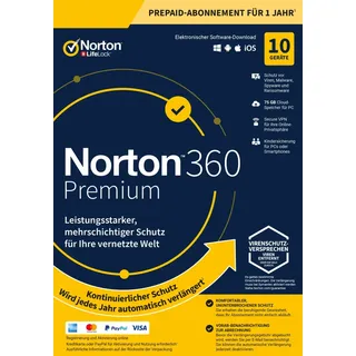 Norton 360 Premium kaufen | Jahresabonnement | 10 Geräte | Die neueste Version