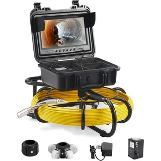 VEVOR Kanalkamera, 50 m, 23 cm Bildschirm, Rohrinspektionskamera mit DVR-Funktion, IP68-Kamera mit 12 einstellbaren LEDs, mit einer 16 GB SD-Karte für Abwasserleitungen, Haus, Kanal, Abflussrohr