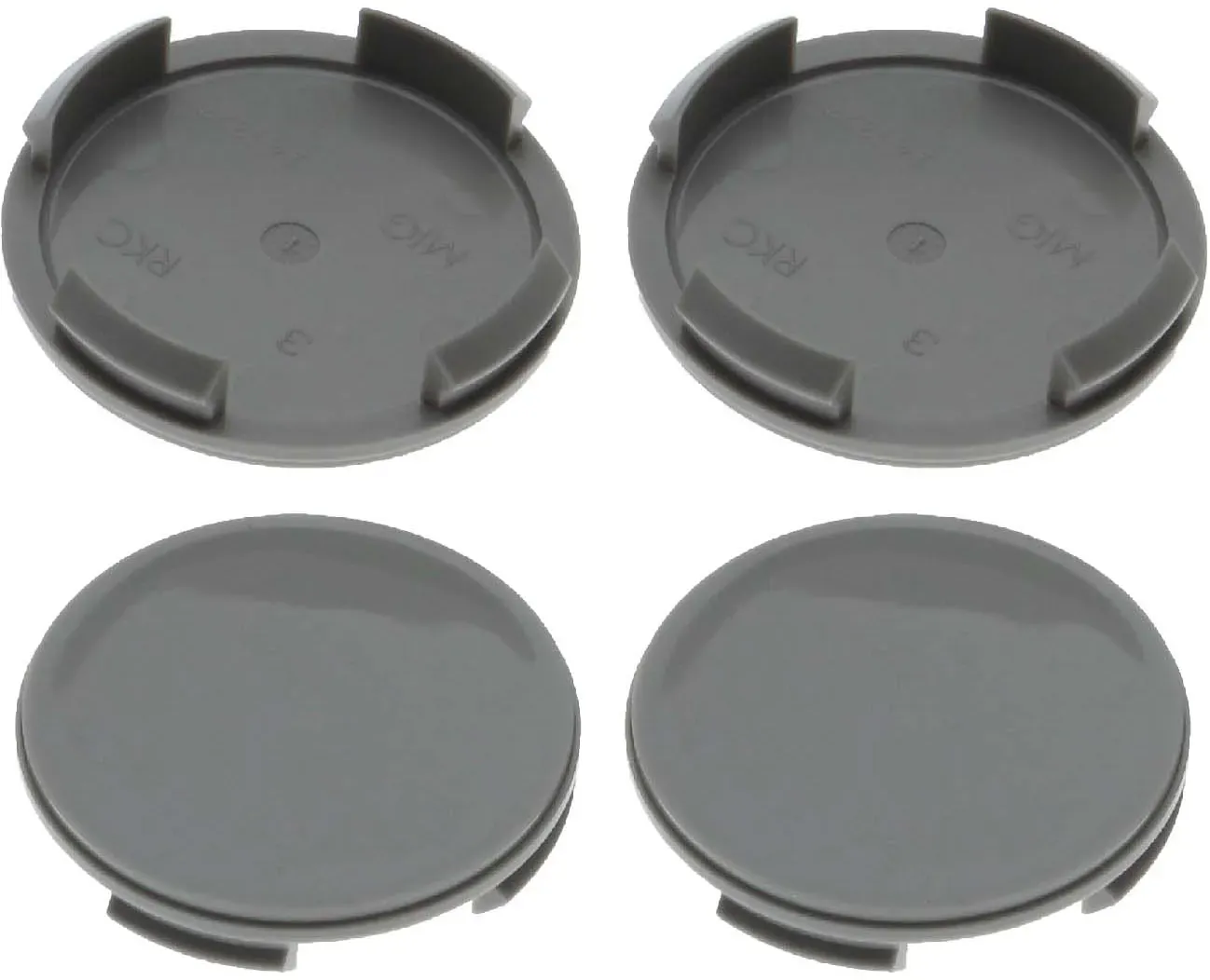 4 Nabenkappen Ø 60,0 mm - 57,0 mm / flach grau / Klebefläche