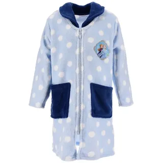 Disney Frozen Kinderbademantel Eiskönigin Anna & Elsa Kinder Mädchen Bademantel Morgenmantel mit Reißverschluss blau 98