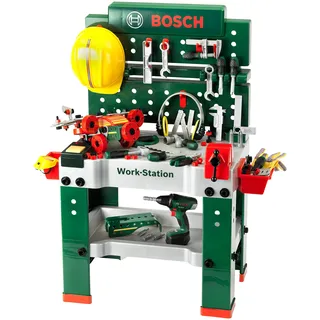 Theo Klein 8485 Bosch Werkbank Nr. 1 | 150-teilig Werkzeuge Und Zubehör | Akkuschrauber Mit Licht & Sound | Spielzeug Für Kinder Ab 3 Jahren, 62 X 42 X 100