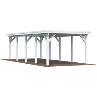 Einzel-Carport 360 x 762 cm Weiß grundiert