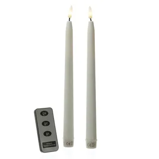 MARELIDA LED Stabkerzen Outdoorkerzen Timer H: 28cm weiß für Innen/Außen