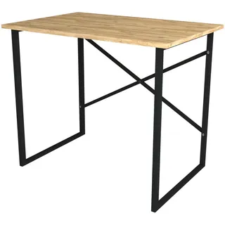 [en.casa] Schreibtisch Tjeldsund Computertisch Bürotisch 74 x 90 x 60 cm Arbeitstisch Metallgestell Laptoptisch Eiche - Braun