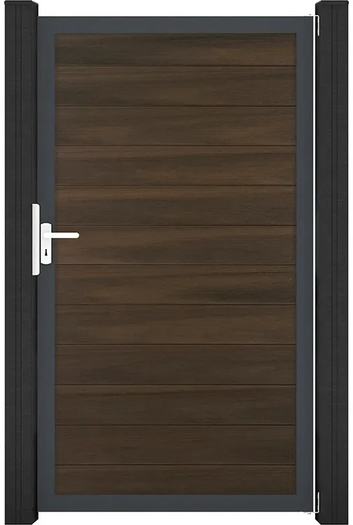 KAHRS Solid BPC-Zauntor Universal, Walnuss, 4x180x100 cm, 1-flügelig, Alu-Rahmen DB703
