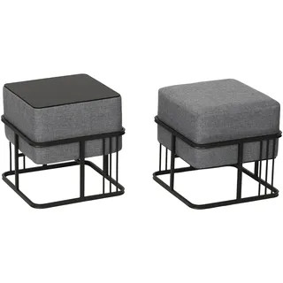 [en.casa] Hocker, Multifunktionaler stapelbarer Sitzhocker Tas 2er Set quadratisch Dunkelgrau
