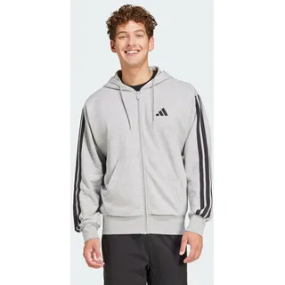 Adidas Essentials 3-Streifen French Terry Reißverschlusspullover Medium Grey Heather / Black 2XL