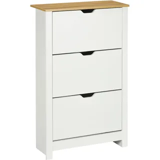 Homcom Schuhschrank 72 x 112 x 26 cm mit 3 Schubladen weiß / weiß