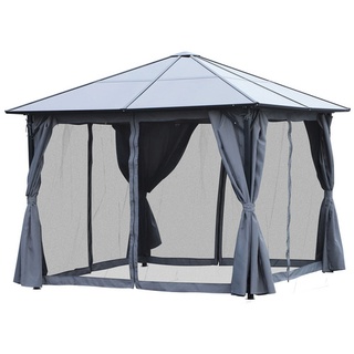 Outsunny Gartenpavillon 3 x 3 m inkl. Seitenteile braun/dunkelgrau