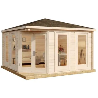 Alpholz Gartenhaus Maja ISO Spitzdach 425 cm x 425 cm Braun