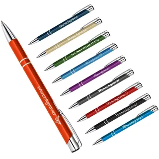 polar-effekt 1 Metall Oleg Kugelschreiber mit Gravur des Namens - Personalisierte Geschenkidee Mitbringsel - blau schreibend - Farbe orange