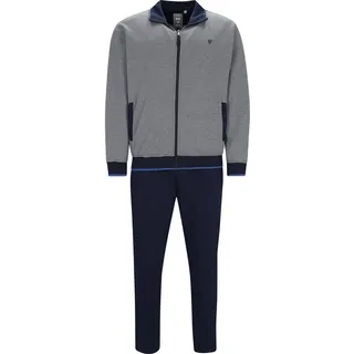 HAJO Herren Hausanzug, lang - Klima-Komfort, Zip-Jacke, Homewear blau