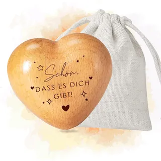 Sugeru Handschmeichler Glücksbringer - Holz Herz mit Gravur | Mutmacher Geschenk,Schutzengel,Gute Besserung Geschenke,Motivationsgeschenke,Deko,für Familie Freunde Prüfung Kinder (SCHÖN)