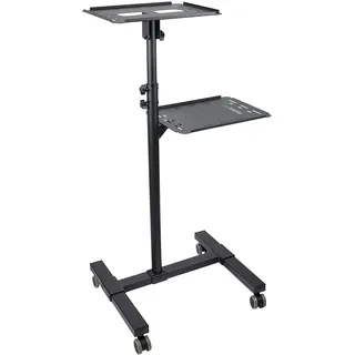 Startech Mobiler Projektor- und Laptopständer/-wagen - Heavy Duty (2 Regale, jeweils 10 kg) - Höhenverstellbarer rollender Präsentationswagen mit Feststellfunktion (ADJPROJCART)