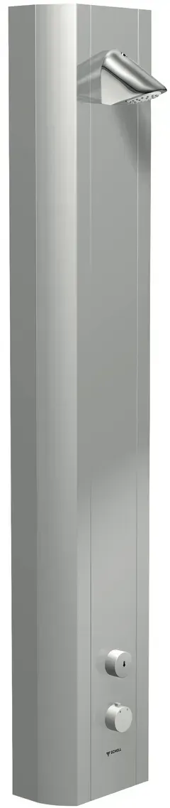 Duschpaneel LINUS DP-SC-T, Mischwasser, Thermostat, Selbstschluss, 2 RFV, 2 Vorfilter, Duschkopf COMFORT Flex, 2x DN 15 G 1/2 AG, B 226 mm x H 1200 mm x T 115 mm, Aluminium gebürstet, eloxiert