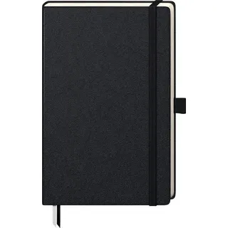 Brunnen Notizbuch KOMPAGNON ca. DIN A5 blanko, schwarz Hardcover 192, davon 16 zum Heraustrennen Seiten