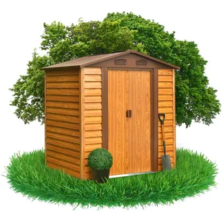 Grindi - Gerätehaus Metall Arbor I - Gartenhütte - Gartenhaus - Geräteschuppen 152x193x203 cm Schiebetür - Garten Schrank - Fahrradgarage - Shelter - Gartengerätehaus - Tiny House -