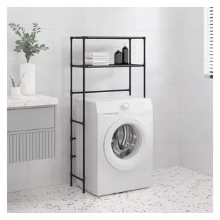 vidaXL Waschmaschinenregal 2 Ablagen Schwarz 69x28x143 cm Eisen