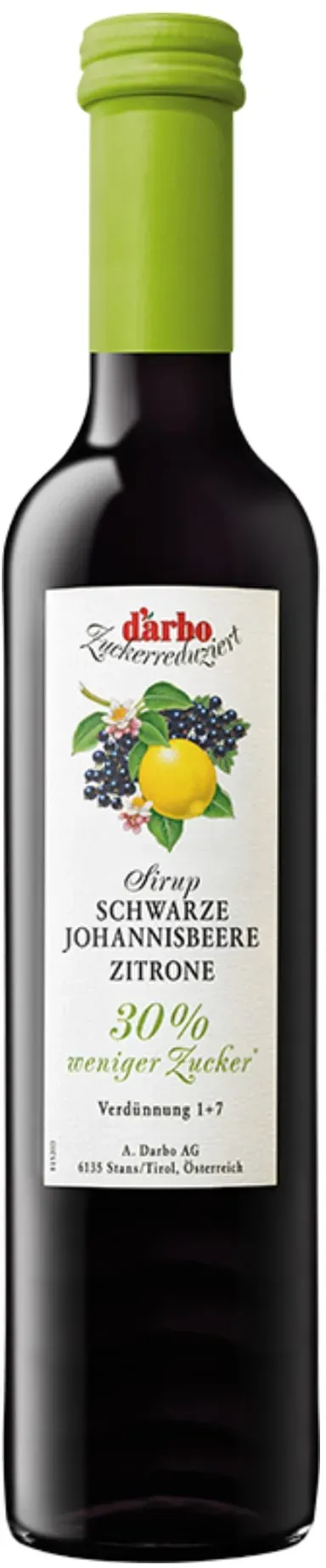 Darbo Sirup Schwarze Johannisbeere Zitrone Zuckerreduziert 0,5L
