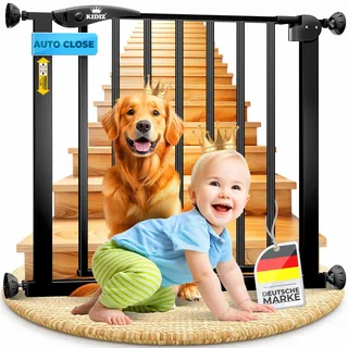 Kidiz KIDIZ® Schutzgitter für Treppen Tür, Auto Close Kindertreppengitter ohne Bohren 90° Stop, Absperr Türschutzgitter, schwenkbare Trennwand, Treppenschutzgitter, Klemmen