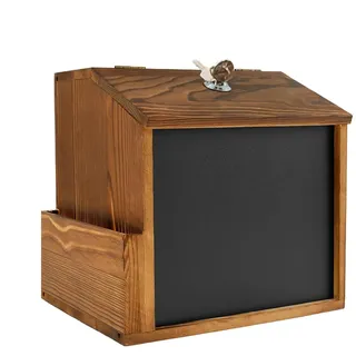 Wahlbox, Abstimmungsbox mit Slot - Kommentarbox - Vintage hölzerne verschlossene Secure Wall Vault Mailbox mit Tafel für die Spendenaktion im Freien
