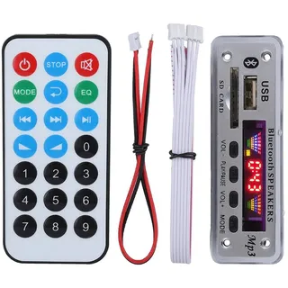 DC 5 V / 12 V Bluetooth 5.0 Audio Decoder Board Audio Modul USB AUX SD FM Radio Verlustfreie MP3 / WMA/WAV/FLAC/APE Decoder Board Modul, Farbdisplay(Silber)