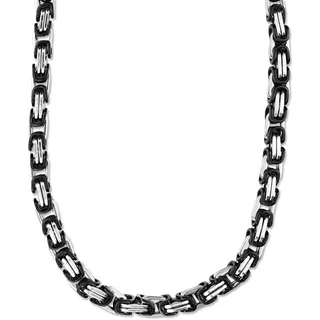 König Design 9 mm Königskette Armband Herrenkette Männer Kette Halskette Panzerkette, 40 cm Silber/Schwarz Edelstahl Ketten