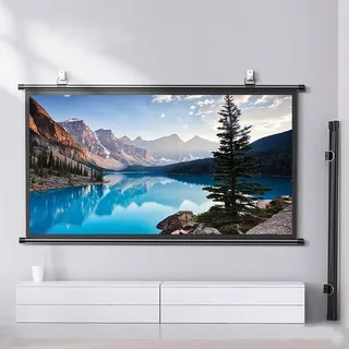 Rolloleinwand Beamer Leinwand, Heimkino mit 4K Full HD 3D, Beamer Leinwand Projektionsleinwand Heimkino Rolloleinwand Beamerleinwand Präsentationswand for Hause Büro Schule, Format 16:9(Metal,72")