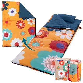 Skandika Deckenschlafsack Sovro 220 Flower | Schlafsack für Erwachsene, 3 Jahreszeiten blau No Size